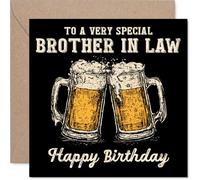Carte d'anniversaire pour beau-frère - Bday Beer - Carte d'anniversaire pour beau-frère de la part d'une sœur, d'un frère et d'une sœur, 145 mm