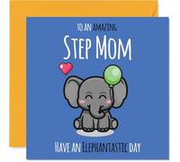 Carte d'anniversaire pour belle-mère - Have An Elephantastic Day - Carte d'anniversaire pour belle-mère de la part de son fils et de sa fille, 145 mm mignon éléphant cartes de vœux d'anniversaire