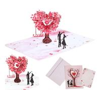 Carte d'anniversaire pour couple, cartes de Saint-Valentin, carte de Saint-Valentin pour lui, elle, Saint-Valentin, motif amour romantique, forme d'arbre 3D