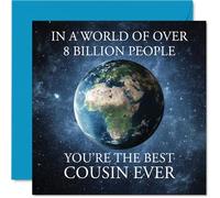 Carte d'anniversaire pour cousin - In a World of Over 8 Billion - Carte d'anniversaire pour cousin de la part d'un parent de la famille, cartes de vœux d'anniversaire de 145 mm