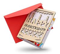 Carte D'Anniversaire pour Elle, Carte En Bois pour Maman, Anniversaire De Carte En Bois, Carte De Joyeux Anniversaire pour Femme Petite Amie, Cartes De Voeux En Bois avec Enveloppes(Anniversaire C)