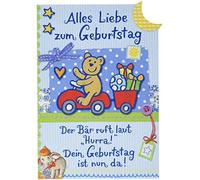 Carte d'anniversaire pour enfant Basic Classic - Ours - 11,6 x 16,6 cm