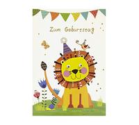 Carte d'anniversaire pour enfant Motif lion 11,6 x 16,6 cm