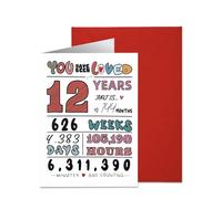 Carte d'anniversaire pour enfants, fille, fils, nièce, neveu, cadeau de 12e anniversaire pour garçon et fille de 12 ans, 12 × 17 cm, intérieur vierge et enveloppe incluse