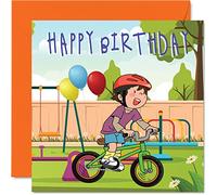 Carte d'anniversaire pour enfants - Vélo garçon - Carte d'anniversaire pour enfants cartes d'anniversaire sportives pour lui ou elle 145mm pour fils fille nièce neveu petit-enfant enfant