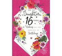 Carte d'anniversaire pour fille 16 ans Design moderne 22,9 x 15,2 cm