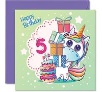 Carte d'anniversaire pour fille - Carte d'anniversaire licorne magique - Carte d'anniversaire pour fille de 5 ans, cartes d'anniversaire pour fille, nièce, petite-fille, enfants 145 mm x 145 mm