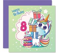 Carte d'anniversaire pour fille - Carte d'anniversaire licorne magique - Carte d'anniversaire pour fille de 8 ans, cartes d'anniversaire pour fille, nièce, petite-fille, enfants 145 mm x 145 mm
