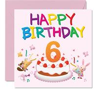 Carte d'anniversaire pour fille - Carte d'anniversaire pour 6 ans - Carte d'anniversaire pour fille de 6 ans - Carte d'anniversaire pour fille - Carte de vœux pour fille nièce petite-fille enfant -