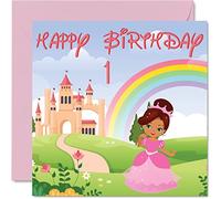Carte d'anniversaire pour fille - Château de princesse - Carte d'anniversaire pour fille de 1 an, carte de premier anniversaire pour fille, 145 mm x 145 mm, carte de vœux pour fille, nièce,