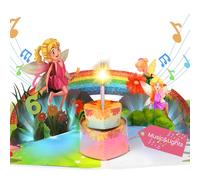 Carte d'anniversaire pour fille de 6 ans, fée 3D, avec musique, pop-up, chantante, avec bougie LED, pour fille de 6 ans, petite-fille