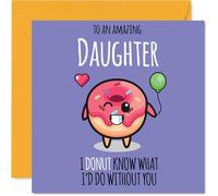 Carte d'anniversaire pour fille - Donut What I'd Do - Carte d'anniversaire pour fille de la part de papa, maman, 145 mm mignonnes cartes de vœux d'anniversaire en forme de donut