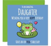 Carte d'anniversaire pour fille - Grenouille mignonne - Carte d'anniversaire pour fille de la part de papa maman, cartes de vœux d'anniversaire de 145 mm