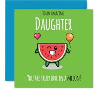 Carte d'anniversaire pour fille - One In A Melon - Carte d'anniversaire pour fille de la part de papa maman, 145 mm mignon cartes de vœux d'anniversaire melon