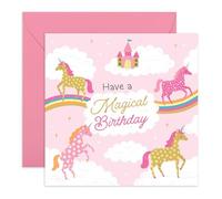 Carte d'anniversaire pour filles - « Have a Magical Birthday » Licornes et arc-en-ciel - Adorable carte pour fille, nièce, petite-fille, sœur, tout-petit, enfants, elle - Scintillante - Livré avec des