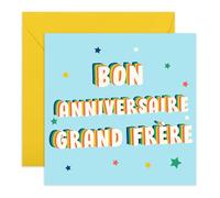 Carte d'anniversaire pour frère - Carte mignonne pour homme ou grand frère - Idéale pour offrir avec humour et tendresse - Carte de vœux livrée avec des autocollants amusants