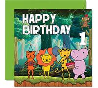Carte d'anniversaire pour garçon, Carte d'anniversaire de la jungle | Carte d'anniversaire pour garçon de 1 an cartes d'anniversaire pour homme 145mm pour fils neveu petit-fils enfants