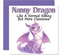 Carte d'anniversaire pour grand-mère - Famille dragon - Carte d'anniversaire pour grand-mère de la part de petit-fils et petite-fille, 145 mm
