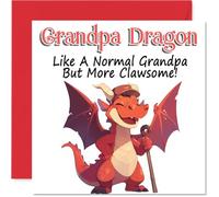 Carte d'anniversaire pour grand-père - Famille dragon - Carte d'anniversaire pour grand-père de la part de petit-fils et petite-fille, 145 mm cartes de vœux pour la fête des pères