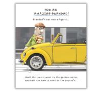 Carte d'anniversaire pour grand-père, modèle homme de famille avec voiture, 15,2 x 17,8 cm