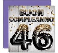Carte d'anniversaire pour homme de 46 ans - Ballons à paillettes noires et dorées - Cartes de joyeux anniversaire pour homme de 46 ans, fils, frère, oncle, 145 mm, quarante-sixième anniversaire