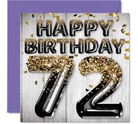 Carte d'anniversaire pour homme de 72 ans Ballons paillettes noires et dores Cartes de joyeux anniversaire pour homme de 72 ans, papa, pap