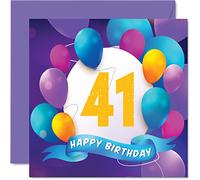 Carte d'anniversaire pour homme et femme - Fête en ballon - Cartes d'anniversaire pour 41 ans homme femme frère sœur maman tante oncle meilleur ami cousin 145mm carte de vœux d'anniversaire