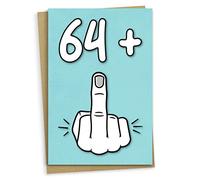 Carte d'anniversaire pour le 65ème anniversaire, 64 + 1, carte d'anniversaire amusante pour les femmes ou les hommes de 65 ans, 12,7 x 17,8 cm