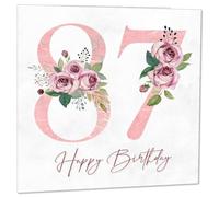 Carte d'anniversaire pour le 87e anniversaire pour les femmes - Motif de fleurs pour le 87e anniversaire de la femme de 87 ans, 87e anniversaire, 87e anniversaire, grand-mère, mère, tante, sœur, mère