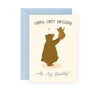 Carte d'anniversaire pour les premiers pères - Premier anniversaire en tant que mon papa - Motif ours mignon pour lui, 1er anniversaire de papa en tant que père, cadeau de naissance à papa, de la part