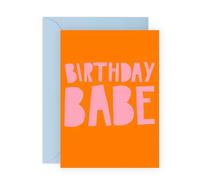 Carte d'anniversaire pour lui, elle - HBD Babe - Cadeau pour femme, mari, petite amie, petit ami, conjoint, fiancé, autre moitié, chéri, inséparable, femme, homme - Carte de vœux orange - Livrée avec
