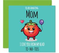 Carte d'anniversaire pour maman - From My Head TO-MA-TOES - Carte d'anniversaire pour maman de la part de son fils et fille, 145 mm mignonnes cartes de vœux d'anniversaire à la tomate