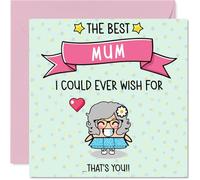 Carte d'anniversaire pour maman - The Best I Could Ever Wish For - Carte d'anniversaire pour maman de la part de son fils, fille, 145 mm mignonnes cartes de vœux d'anniversaire