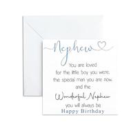 Carte d'anniversaire pour neveu, carte d'anniversaire pour neveu de la part de tante oncle, 13 × 13 cm, intérieur vierge et enveloppe incluse
