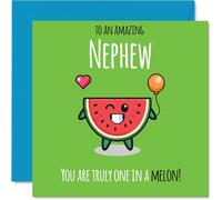 Carte d'anniversaire pour neveu - One In A Melon - Carte d'anniversaire pour neveu de la part d'une tante oncle, 145 mm - Cartes de vœux d'anniversaire mignonnes melons