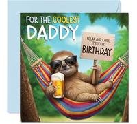 Carte d'anniversaire pour papa - Paresseux Chilled Out - Carte d'anniversaire pour papa de la part de son fils, fille, cartes de vœux d'anniversaire vives et colorées de 145 mm