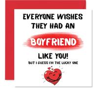 Carte d'anniversaire pour petit ami - I'm The Lucky One - Carte d'anniversaire pour petit ami de la part d'une petite amie, partenaire, cartes de vœux d'anniversaire de 145 mm