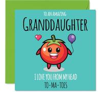 Carte d'anniversaire pour petite-fille - From My Head TO-MA-TOES - Carte d'anniversaire pour petite-fille de la part de grand-père grand-mère, 145 mm, jolies cartes de vœux d'anniversaire à la tomate