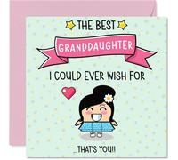 Carte d'anniversaire pour petite-fille - The Best I Could Ever Wish For - Carte d'anniversaire pour petite-fille de la part de grand-père grand-mère, 145 mm mignonnes cartes de vœux d'anniversaire