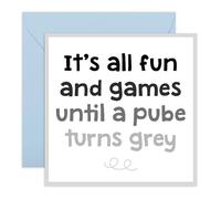 Carte d'anniversaire « Pube Turns Grey » - Carte hilarante pour amis, frère, partenaire, mari, épouse, frère, sœur, meilleure amie, collègue, cousin, homme, femme - Livré avec des autocollants