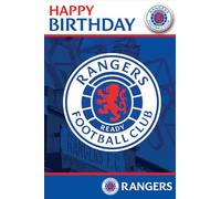 Carte d'anniversaire Rangers FC avec badge, Glasgow Rangers Football Fan Card pour anniversaire