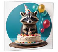 Carte d'anniversaire raton laveur - Carte d'anniversaire raton laveur 145 x 145 mm