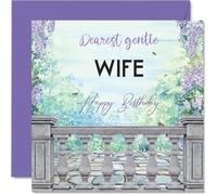 Carte d'anniversaire romantique pour femme - Serene Garden Blooms Meet Heartfelt Wishes - Design floral élégant avec touches romantiques - Carré de 145 mm, enveloppe incluse