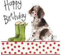 Carte d'anniversaire S100 chien et bottes en caoutchouc