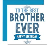 Carte d'anniversaire sincère pour frère - Big Cheers to the Best Brother - Motif typographie bleu et blanc - Carré de 145 mm, enveloppe incluse