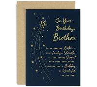 Carte d'anniversaire sincère pour frère, cadeau de gentillesse et de force, design typographique élégant, pour frère et sœur de la part d'une sœur, intérieur vierge avec enveloppe