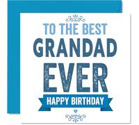 Carte d'anniversaire sincère pour grand-père - Brighten Grandad's Day - Motif famille bleu et blanc audacieux - Message touchant pour un anniversaire spécial - Carré de 145 mm, enveloppe incluse