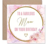 Carte d'anniversaire sincère pour maman - Célébrez votre fabuleuse maman - Élégance florale rose et dorée - Un design chaleureux et joyeux pour sa journée spéciale - Carré de 145 mm, enveloppe incluse