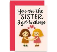 Carte d'anniversaire sincère pour sœur, « You Are the Sister I Got to Choose », cadeau avec motif bonheur et amour, pour amie, collègue, famille, intérieur vierge avec enveloppe
