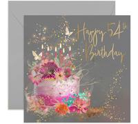 Carte d'anniversaire spéciale 54 ans pour femme - Carte d'anniversaire de cinquante quatre femmes - Carte d'anniversaire rose scintillante et papillons - Pour sœur, tante, amie, maman | Intérieur